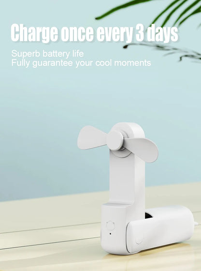 Foldable Small Fan Portable and high-power Hand Held Portable Mini Fan Rechargeable Hand USB Charge Fan