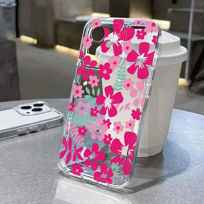 Clear Phone Case For Samsung S26 S25 Ultra S24 S23 S22 S21 A57 A37 A17 A07 A56 5G A36 A26 A16 A55 A54 A53 Pink Flower Soft Cover