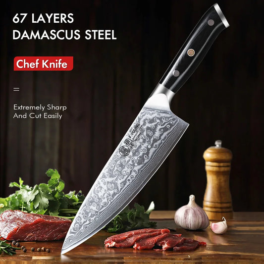 FYOUNG 8-Inch Damascus Chefs Knife - VG10 Super Sharp Kitchen Knife
