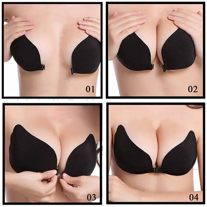 Invisible Push Up Bra - Strapless Backless Seamless Front Closure Wireless Sticky Silicone Bra