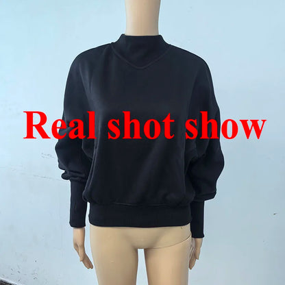 Fashion Waist Cinched Cropped Sweatshirts Women Autumn Harajuku Casual Oversized Pullover Lady Gray Long Sleeve Crewneck Hoodies