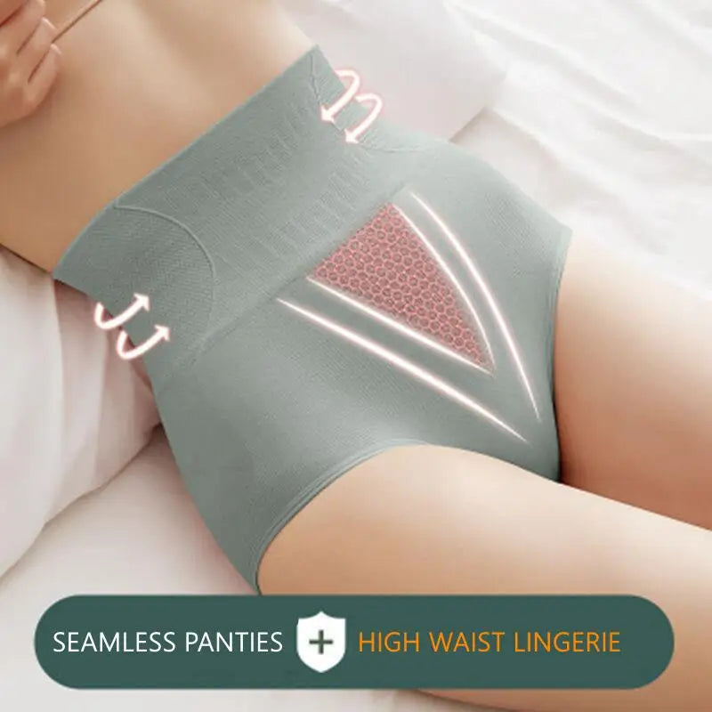 High Waisted Compression Lady Panties for Women Strong Hip Lifting Underwear Graphene Antibacterial Cotton Crotch Female Briefs