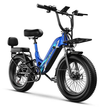 Cybervelo 20" Step-Thru Commuter, 1500W Peak 20ah Battery 80 Miles Long Range E-bike, 7-Speed Shift Adult Electric Bike EK12 EK8