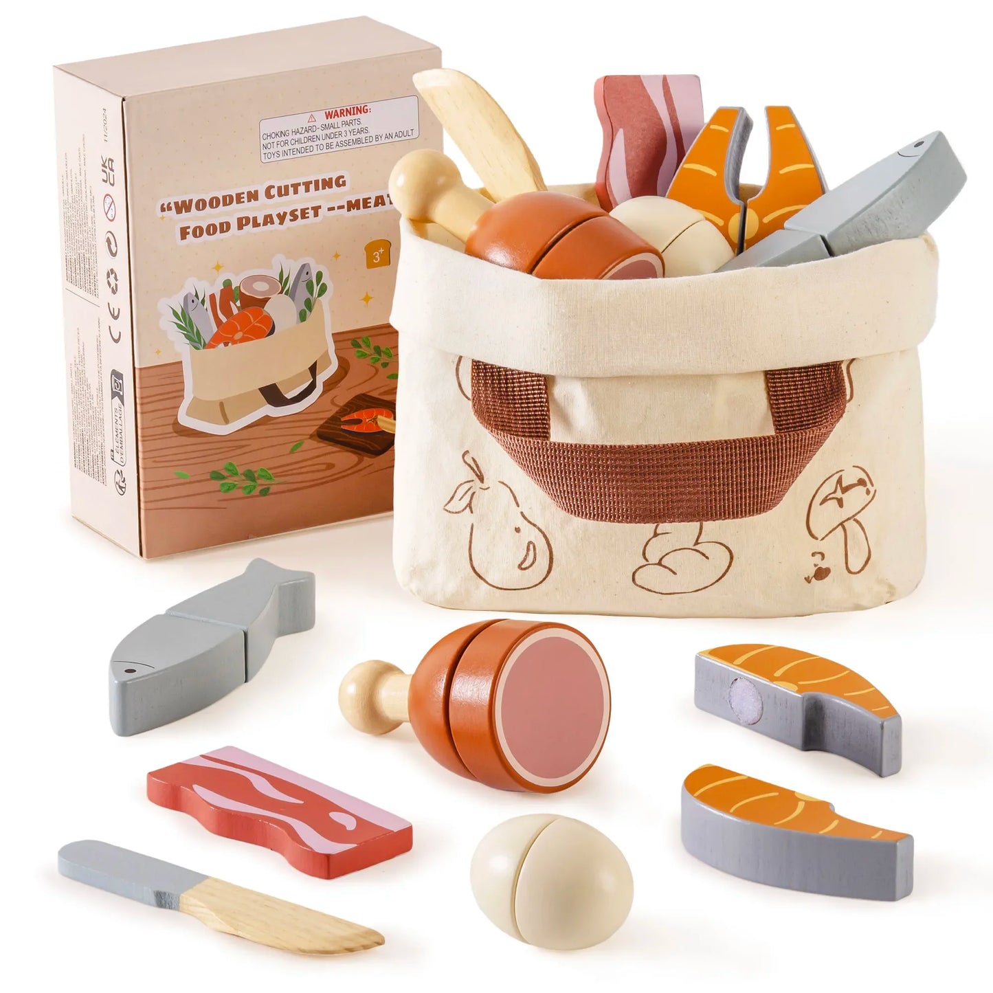 Robotime Robud Kitchen Pretend Toy Wooden Classic Game Educational Toy For Children Kids Gift Cutting Fruit Vegetable Food Set