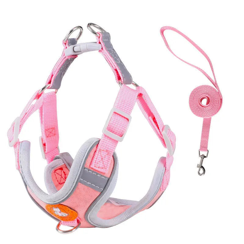 Adjustable dog harness no pull cute cat soft walking leash set pet dog vest vest teddy beagle suitable for small and medium dogs