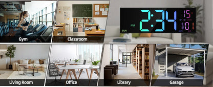 Large Digital Wall Clock - 162 LED with Remote Dual Alarm  RGB Colors