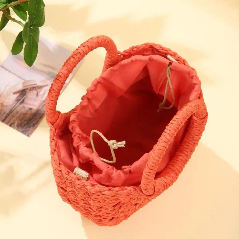 Straw Rattan Handbag – Large Capacity Half Moon Purse | Hollow Out Shoulder Bag