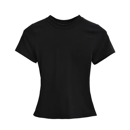 Women's Slim T-Shirt – Casual Solid Y2K Short-Sleeve Top