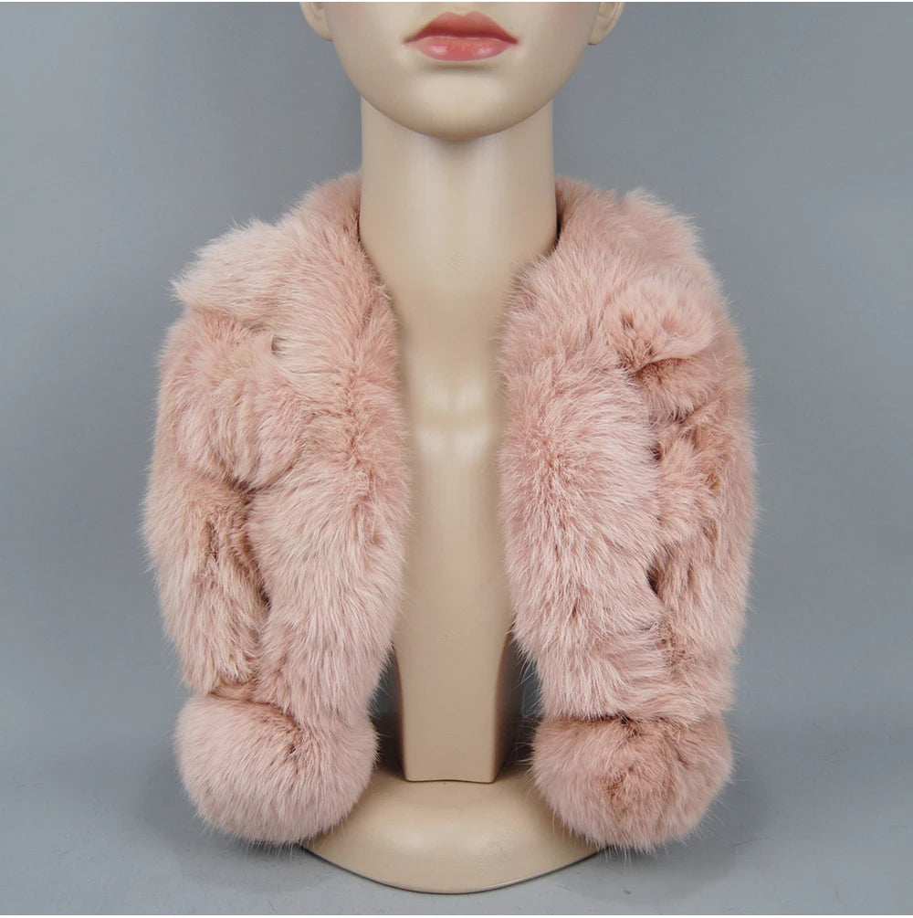 Rabbit Fur Scarf - Genuine Real Natural Fur Muffler for Women Winter Warmth