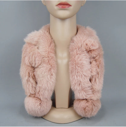 Rabbit Fur Scarf - Genuine Real Natural Fur Muffler for Women Winter Warmth