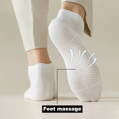 4 Pairs Men's Socks Classical Pure Cotton Antibacterial Deodorant Mesh Sweat Absorption Foot Massage Short Socks Sports Bussiess