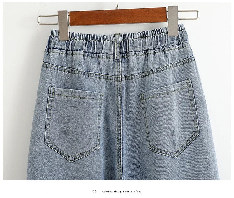Spring Fall Casual Oversize Denim Pants 2026 Plus Size Hight Waist Wide Leg Jeans Women Korean Streetwear Washed Pants