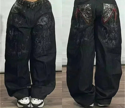 American Street Fashion Trend Big Pocket Loose Jeans Women Harajuku Y2K New Hip Hop Vintage Oversized Jeans Unisex Mopping Jeans