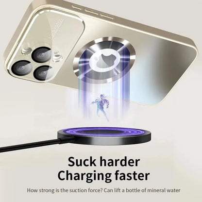 New Titanium Metallic Luxury Matte Case For iPhone 16 15 14 13 12 17 Pro Max Plus For Magsafe Glass Lens Camera Protection Cover