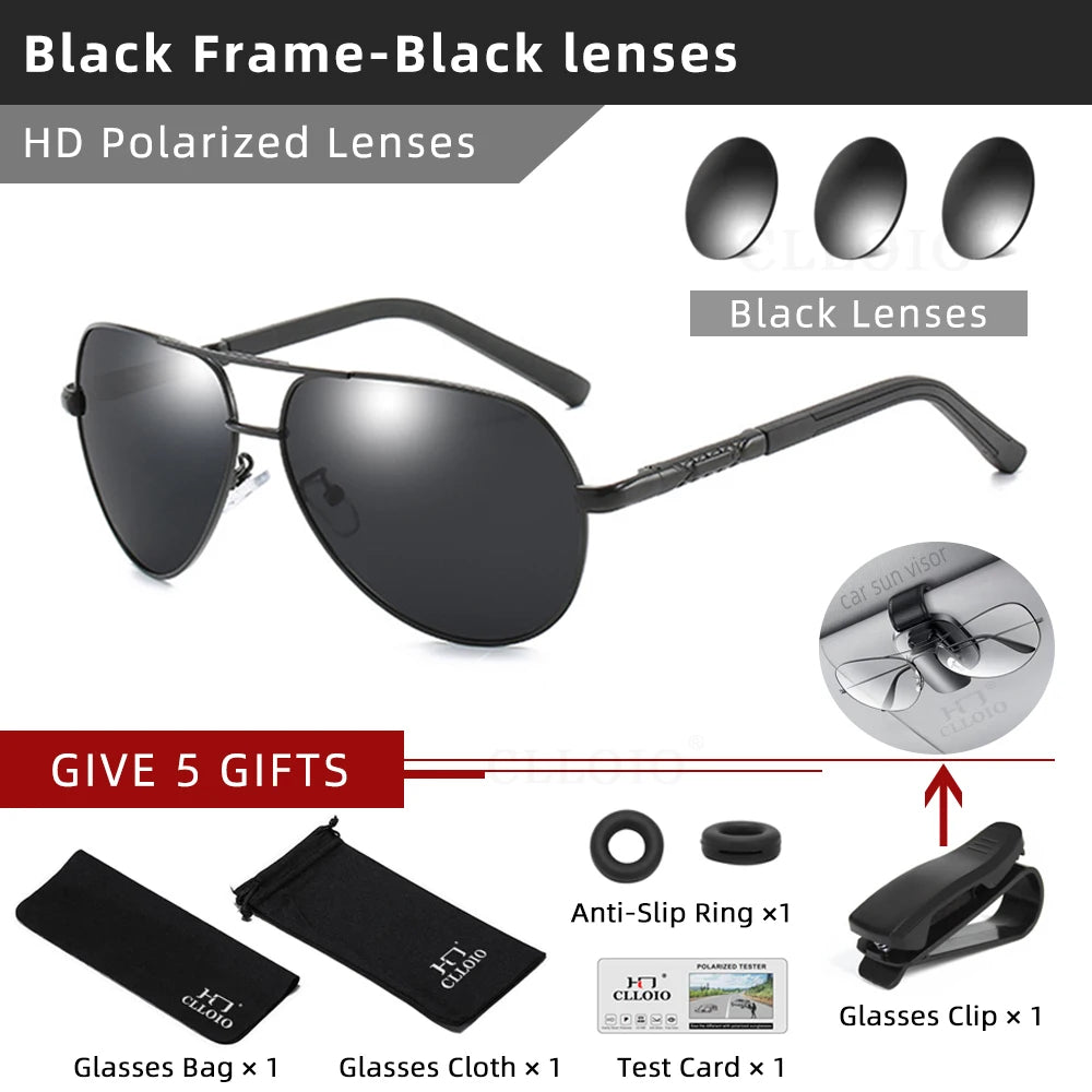 Polarized Pilot Sunglasses - Men's Driving Glasses with Aluminum Frame, UV400 Protection