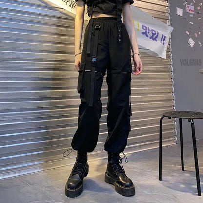 Women Y2K Streetwear Cargo Pants Vintage Fashion High Waist Baggy Trousers Female Loose Sweatpants Wide Leg Joggers Trousers