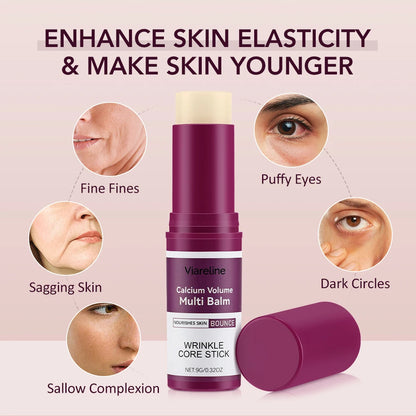 Calcium Volume Multi Balm Korean Skincare Stick,Face & Eye Cream,Collagen Deep Moisturizing Anti-Wrinkle,Suitable for Pre Makeup