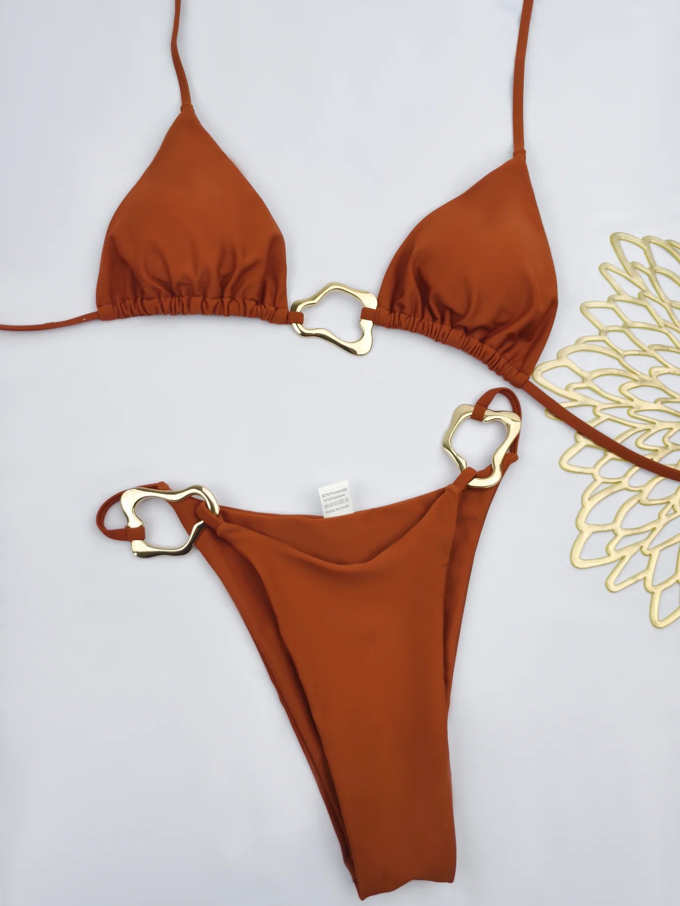 Lace-up Two-Piece Bikini - Solid Color Swimsuit for Women - ZOOMNSTORE
