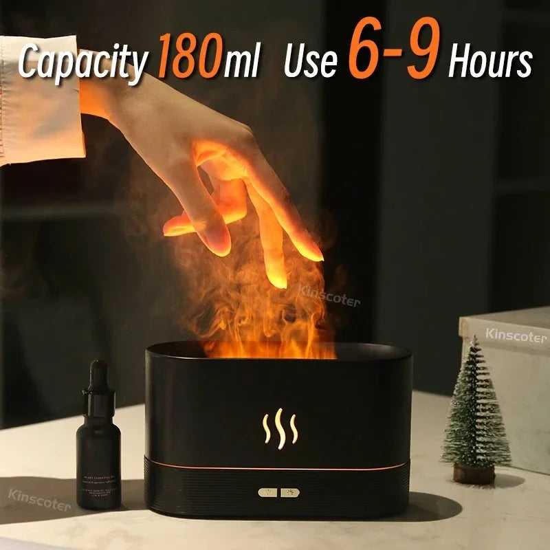 LED Ultrasonic Humidifier with Colorful Flame and Essential Oil Diffuser - ZOOMNSTORE