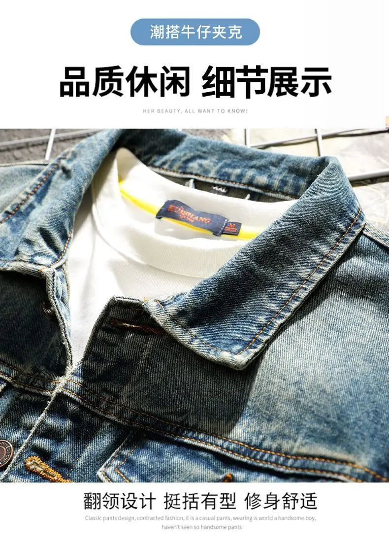 Autumn and Winter 2026 Retro Denim Jacket Men's Korean Slim Trend Handsome Multi-pocket Brand Man Luxury Tooling Jacket Men