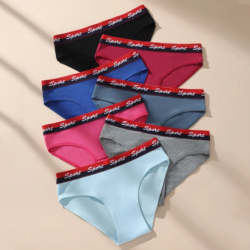 7Pcs Women Panties Breathable Underwear Soft Cotton Girls Underpants Low Waist Panty Sports Girls Briefs Sexy Female Lingerie