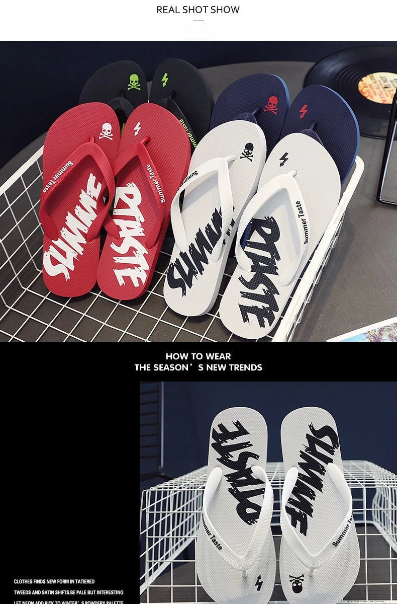 Men's Summer Lightning Thong Sandals Edgy Non-Slip Soft Sole Beach/Street Trendy Student Durable Outdoor Casual Flip-Flops Shoes