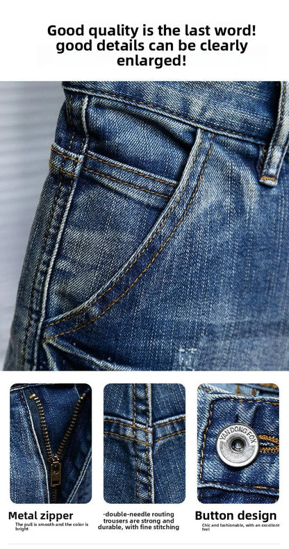 Men's Denim Shorts - Multi-Pocket Cargo Summer Jeans | Loose Fit, Midweight Fabric