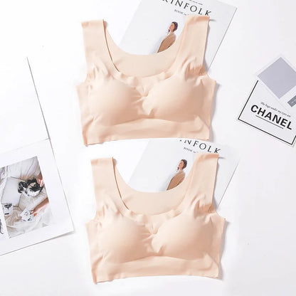 1pcs Womens Ice Silk One-piece Type Sport Bra Female Gym Workout Fitness Seamless Yoga Bra Lady Shockproof Crop Top Push Up Bras