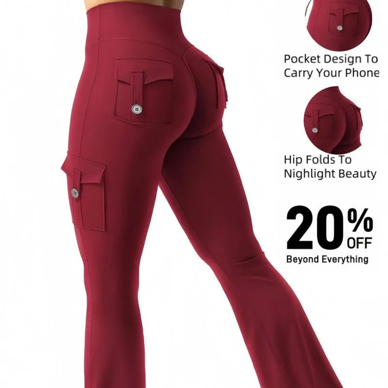 Newest Women Wide Leg High Stretch Yoga Leggings Naked Feeling Compression Fitness Workwear with Pockets Yoga Pant