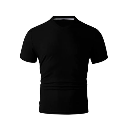 Men's V-Neck T-Shirt - Casual Summer Breathable Short Sleeve Tee, Lightweight Top