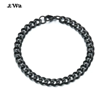 Awit Mens Simple 3-11mm Stainless Steel Curb Cuban Link Chain Bracelets for Women Unisex Wrist Jewelry Gifts