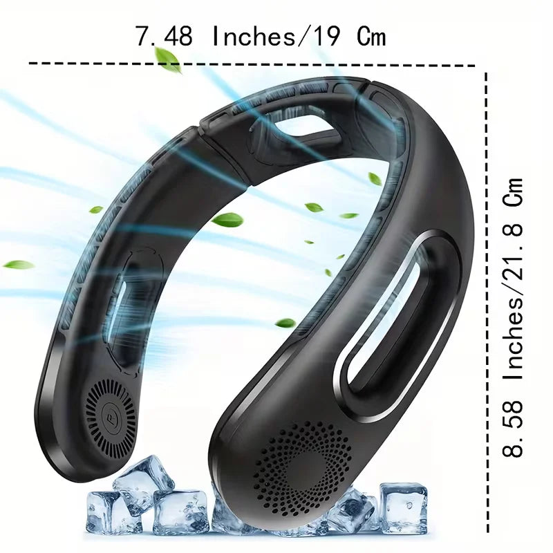 Portable Neck Fan, USB Rechargeable 360° Cooling Hands Free Bladeless, 4 Speeds 16H Battery, Wearable for Travel Office Outdoor