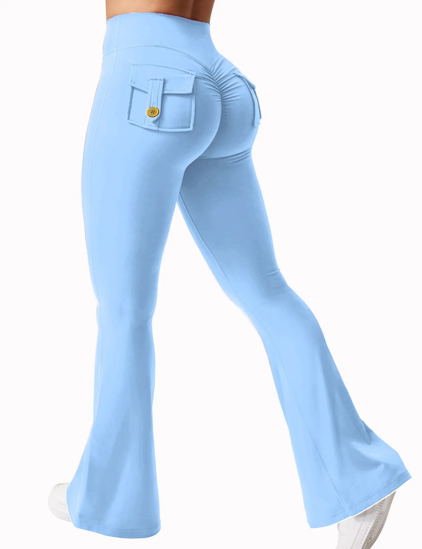 The Latest Women's Wide-leg High-elasticity Yoga Leggings Tooling Pockets Yoga Pants Hip-lifting Sports Fitness Pants Micro