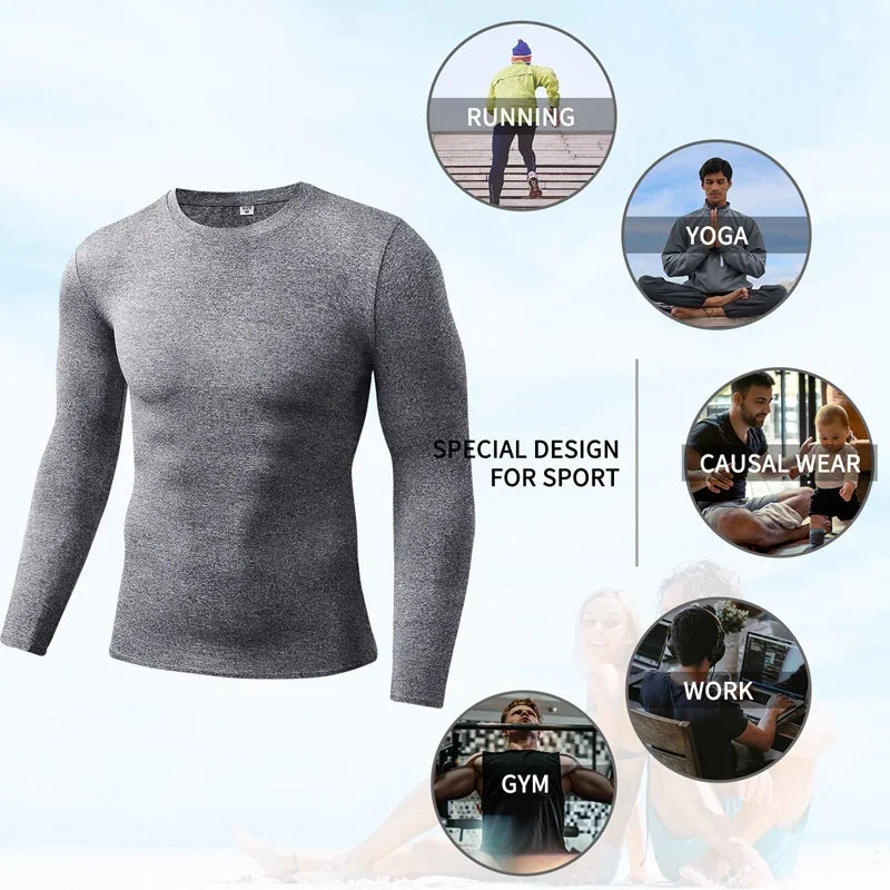 Men's Thermal Underwear Long Sleeve Tops | Thin Tight Fitting Elastic Fitness Wear