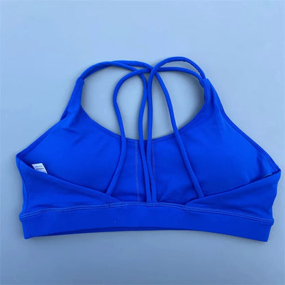 Women Fitness Bra - High Support Cross Back Sports Top With Chest Pad
