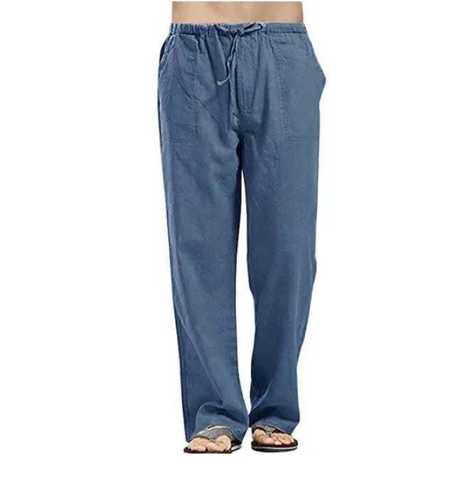 Cotton Linen Harem Pants Men Solid Elastic Waist Streetwear Joggers 2022 New Baggy Drop-crotch Pants Casual Trousers Men Running