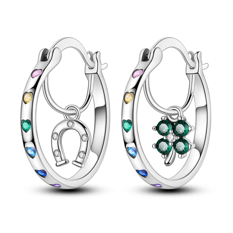 Sterling Silver Hoop Earrings – Zirconium Star Drop Style For Women’s Anniversary Jewelry Gift