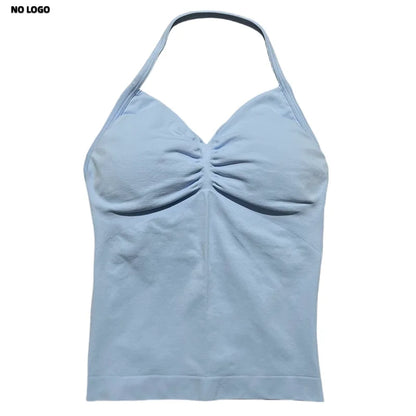 Women Yoga Vest - Longline Strappy Top | Breathable Fitness Tank Top Open Back Halter