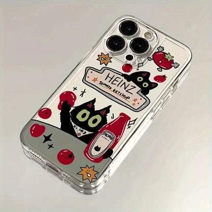 Creative Label Black Cat Transparent Phone Case for Samsung Galaxy S26 S25 Ultra S24 Plus S23 FE S22 A16 A15 A34 A35 A55 Cover