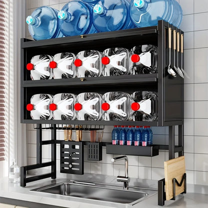 Dish Rack with Utensil Holder for Sink - Dustproof Carbon Steel Organizer for Plates/Bowls/Cutting Boards |   Space Kitchen