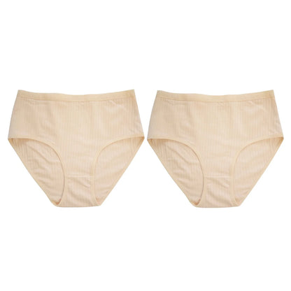2Pcs/Set Women High Waist Cotton Panties Soft Stretch Tummy Control Ladies Rib Knit Underwear Sexy Lingerie Comfort Briefs S-XXL