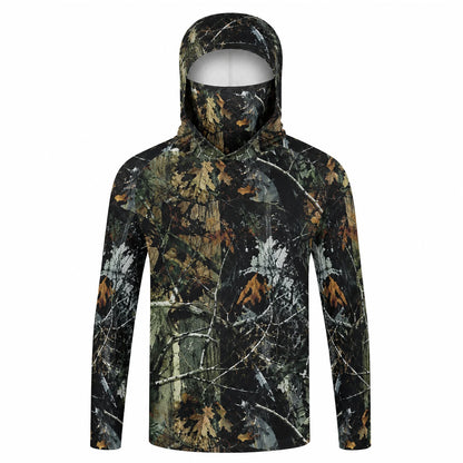 Men's Hooded Fishing Shirt with Face Mask UPF 50+ Sun Protection Long Sleeve Outdoor Performance Hoodie