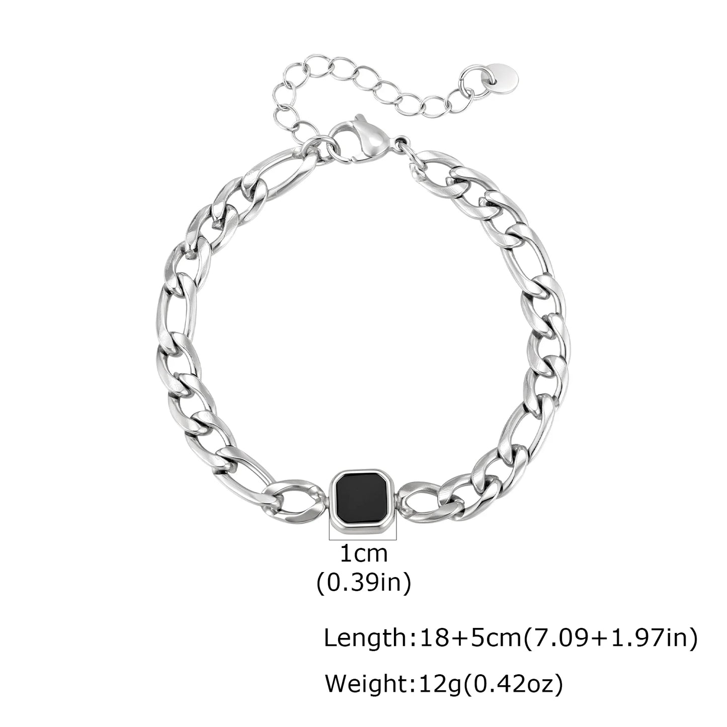 Vnox 5/7mm Width Adjustable Chain Bracelet for Men, Stainless Steel Acrylic Six-Sided Polished Jewelry Gift for Husband Son‌ Him