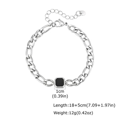Vnox 5/7mm Width Adjustable Chain Bracelet for Men, Stainless Steel Acrylic Six-Sided Polished Jewelry Gift for Husband Son‌ Him