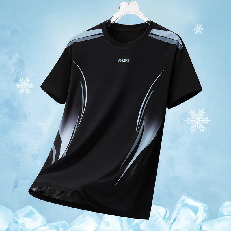 Men's Gradient Ice-Silk T-Shirt – Quick-Dry Running & Training Top