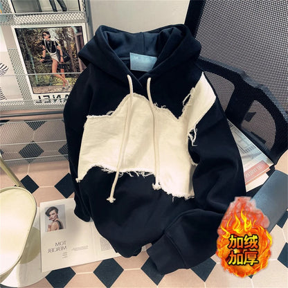 Spring And Autumn Male Vitality Fashion Trends Versatile Simple Lazy Wind 2025 New Color Blocked Patchwork Hooded Jacket