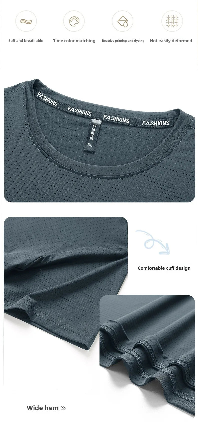 Men's Ice-Silk T-Shirt – Breathable Plus-Size Tee (up to 8XL)