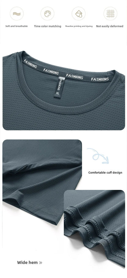 Men's Ice-Silk T-Shirt – Breathable Plus-Size Tee (up to 8XL)