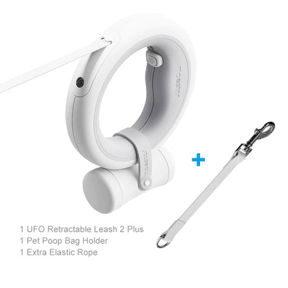 MOESTAR 2022 UFO Retractable Pet Leash 2 plus 3.0m Flexible Dog Traction Rope with Rechargeable LED Light Ring Shape