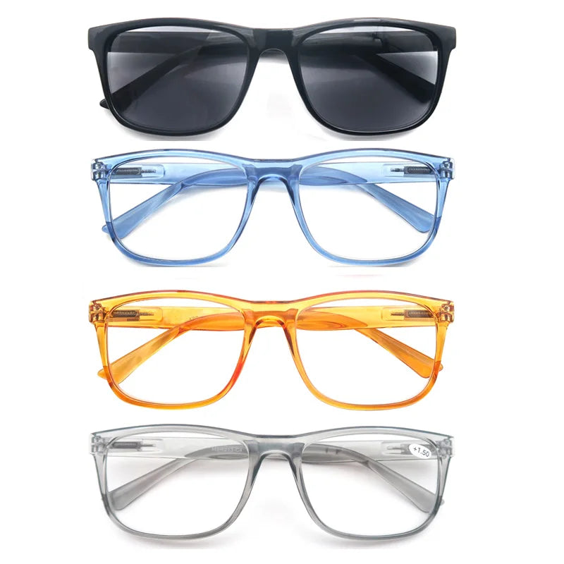 Oversized Reading Glasses - Wide Square Eyeglasses With Spring Hinge For Men & Women